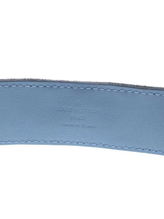 Louis Vuitton LV New Wave Monogram Embroidery Denim Leather Belt Gold Indigo main image 5